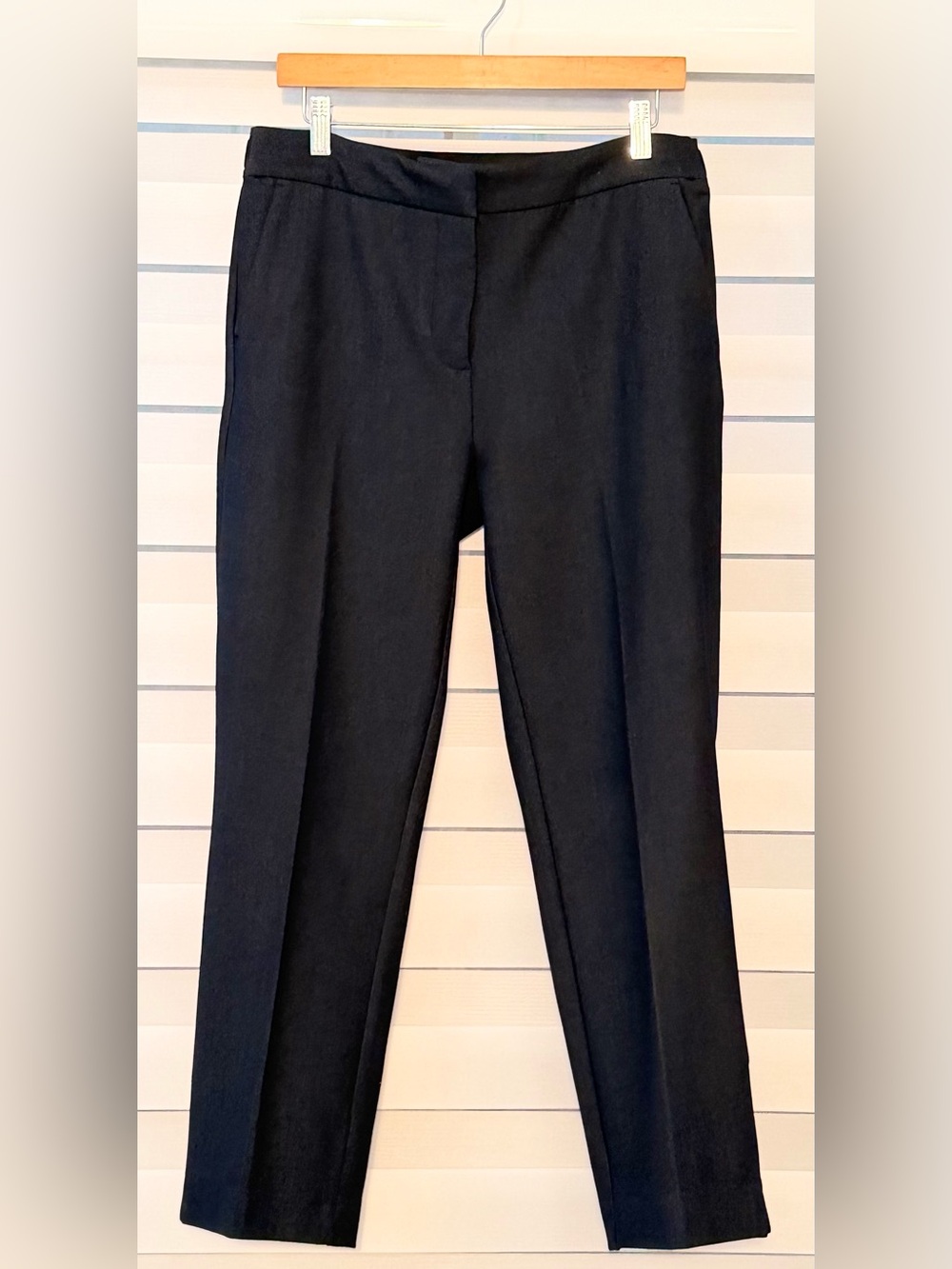 Zara Navy Stretch Tailored Ankle Pants Size M Side Slit
